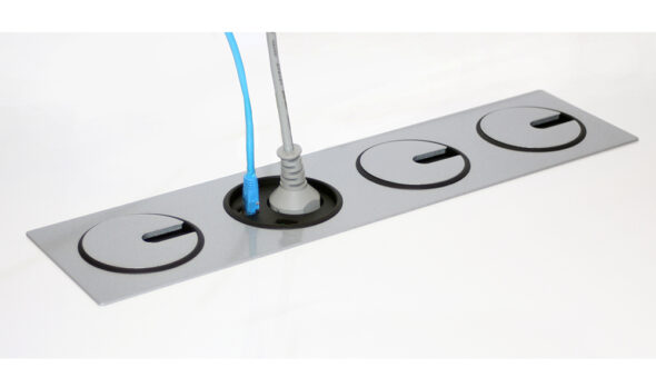 „PF04“ - Metallrahmen PowerDot Frame-04 für 4x PowerDot Mehrzweckdose, Silber