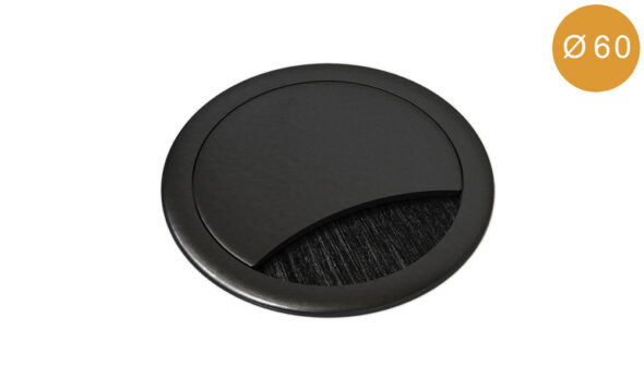 „KS66B“ - Kabeldose Axessline Cable-Grommet mit Durchlass (In-Tischmontage) - Ø 60 mm (Metall), Schwarz