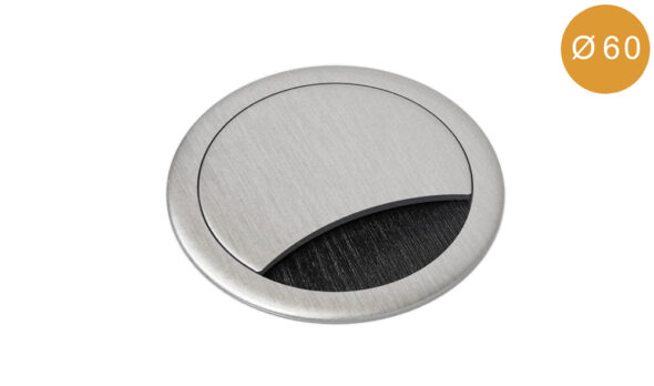 „KS66“ - Kabeldose Axessline Cable-Grommet mit Durchlass (In-Tischmontage) - Ø 60 mm (Metall), Stahl-gebürstet