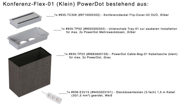 „K200“ - Konferenz-Flex-01 „Klein“ PowerDot Conference-Flex-01, Silber