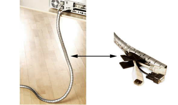 „2025“ - Kabelschlange/Spiralschlauch Axessline Cable-Tube Ø 25 mm (Rolle 20 m), Silber